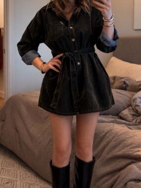 NEW EN SAISON julien long sleeve playsuit in olive